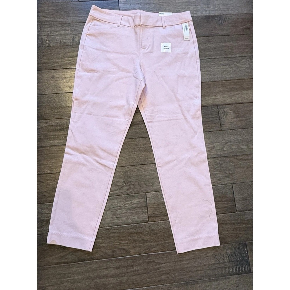 Old Navy Pixie Ankle Pants Womens 12 Pink Slim Stretch Mid Rise Chino Trousers